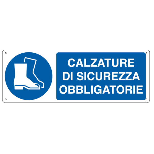 CARTELLO ALLUMINIO 35x12,5cm 'Calzatura di sicurezza obbligatoria''